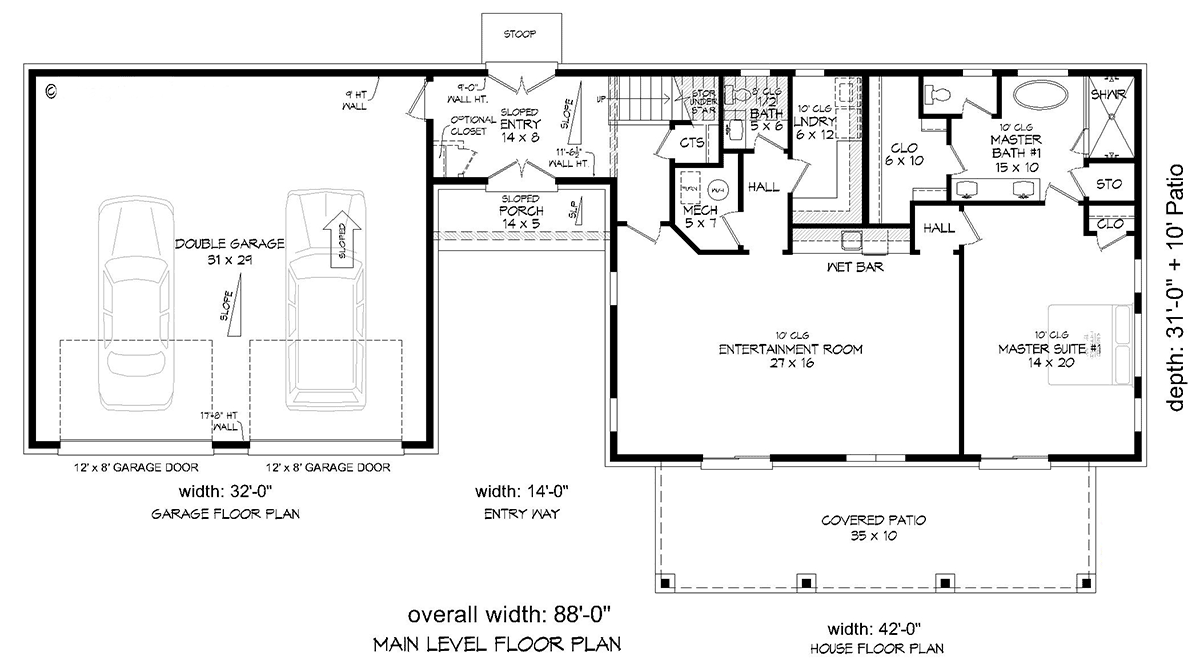 Coastal Contemporary Country Modern Level One of Plan 83405