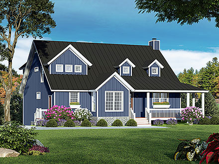 Contemporary Country Farmhouse New American Style Traditional Elevation of Plan 83407