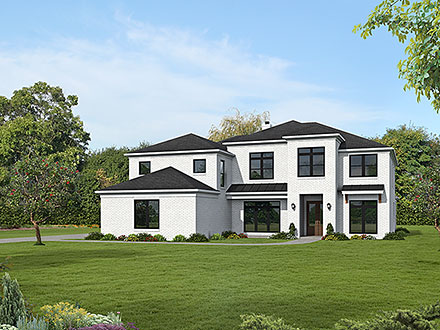 Contemporary Florida French Country Mediterranean Traditional Elevation of Plan 83410