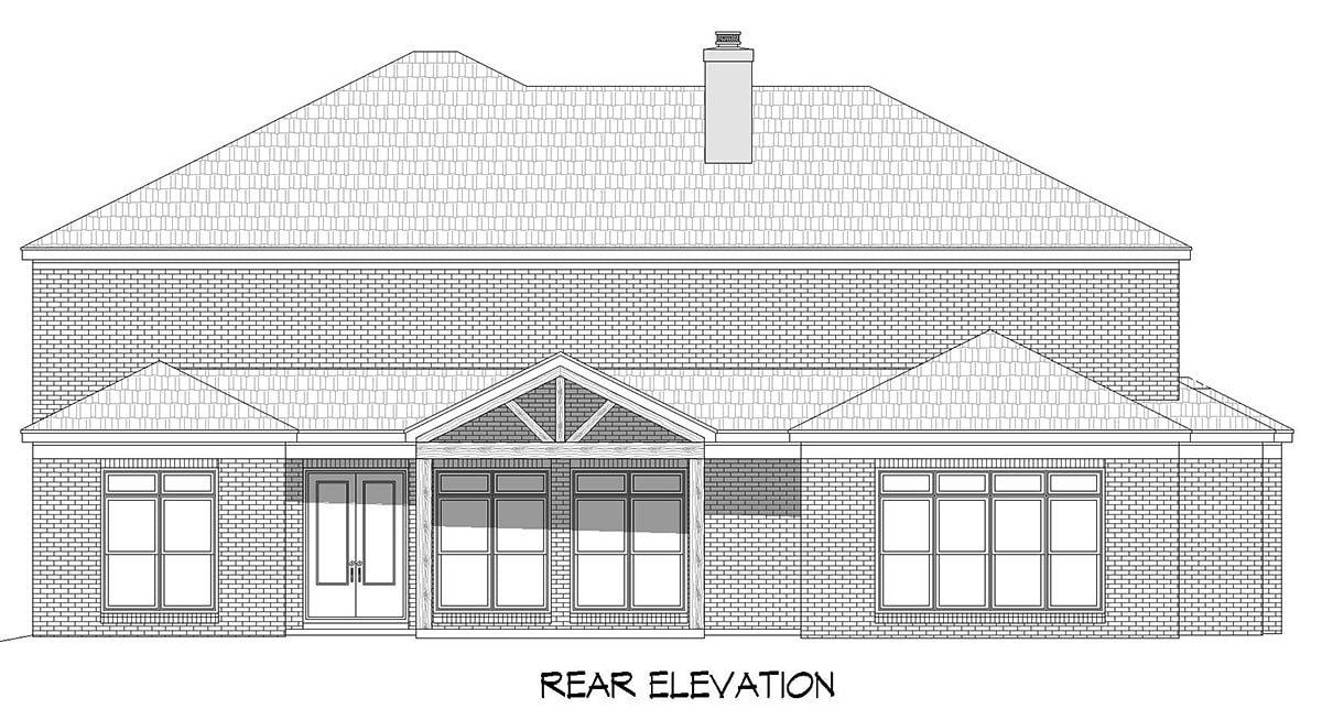 Contemporary Florida French Country Mediterranean Traditional Rear Elevation of Plan 83410