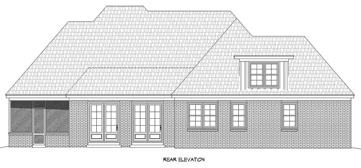 Contemporary Country French Country New American Style Traditional Rear Elevation of Plan 83412