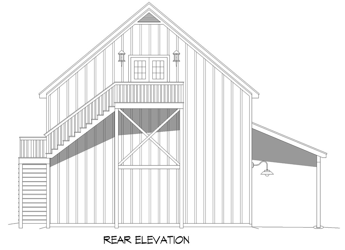 Garage-Living Plan 83414 Rear Elevation