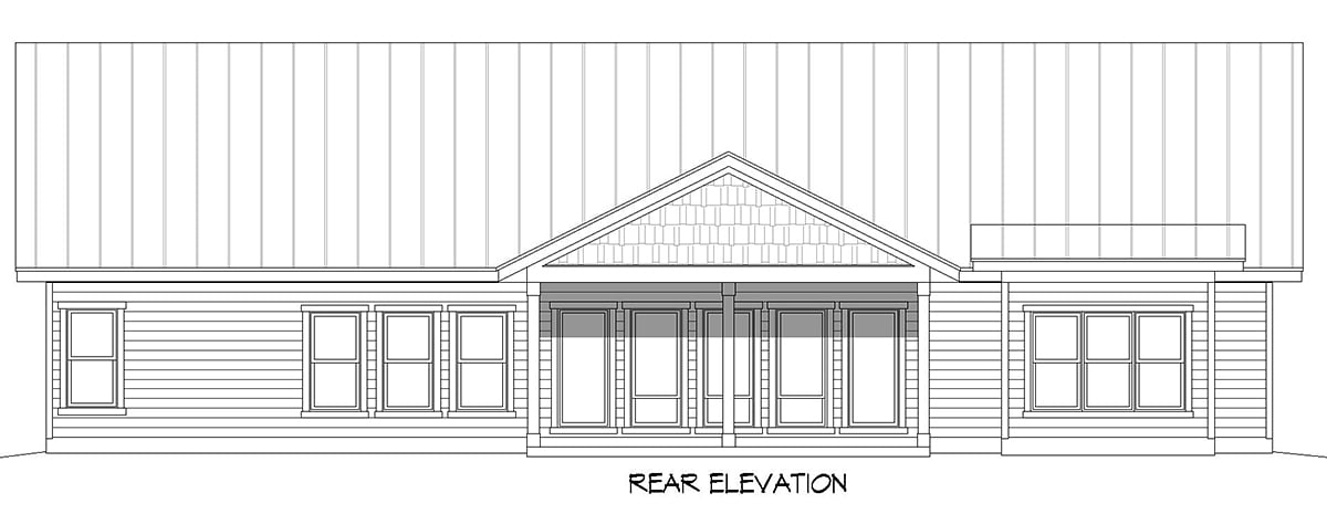 Country Farmhouse Ranch Traditional Rear Elevation of Plan 83415