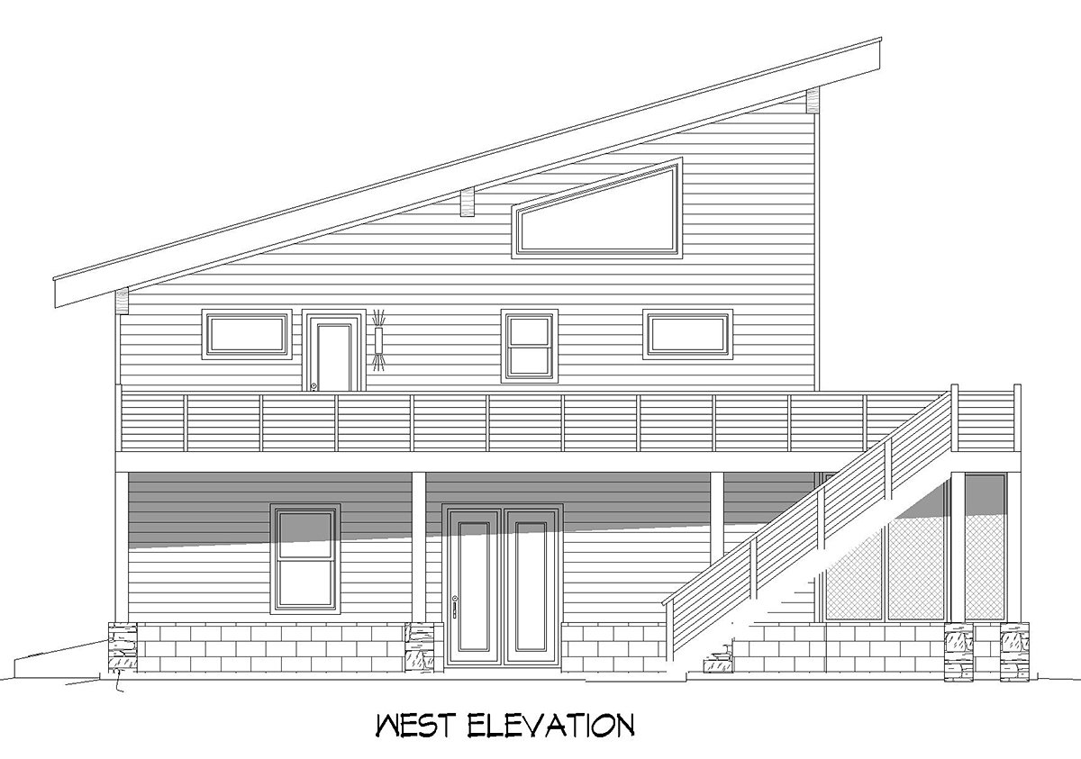 Coastal Contemporary Country Modern Rear Elevation of Plan 83417