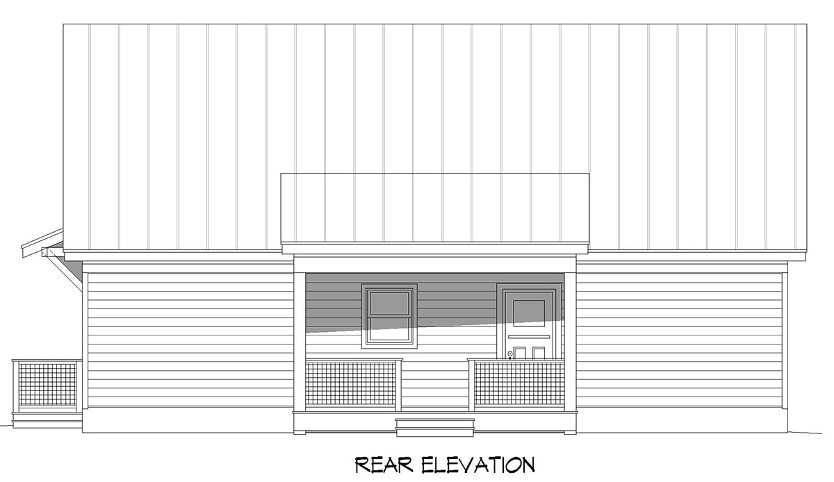 Country Craftsman Traditional Rear Elevation of Plan 83420