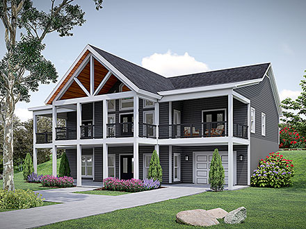 Contemporary Cottage Country Elevation of Plan 83422