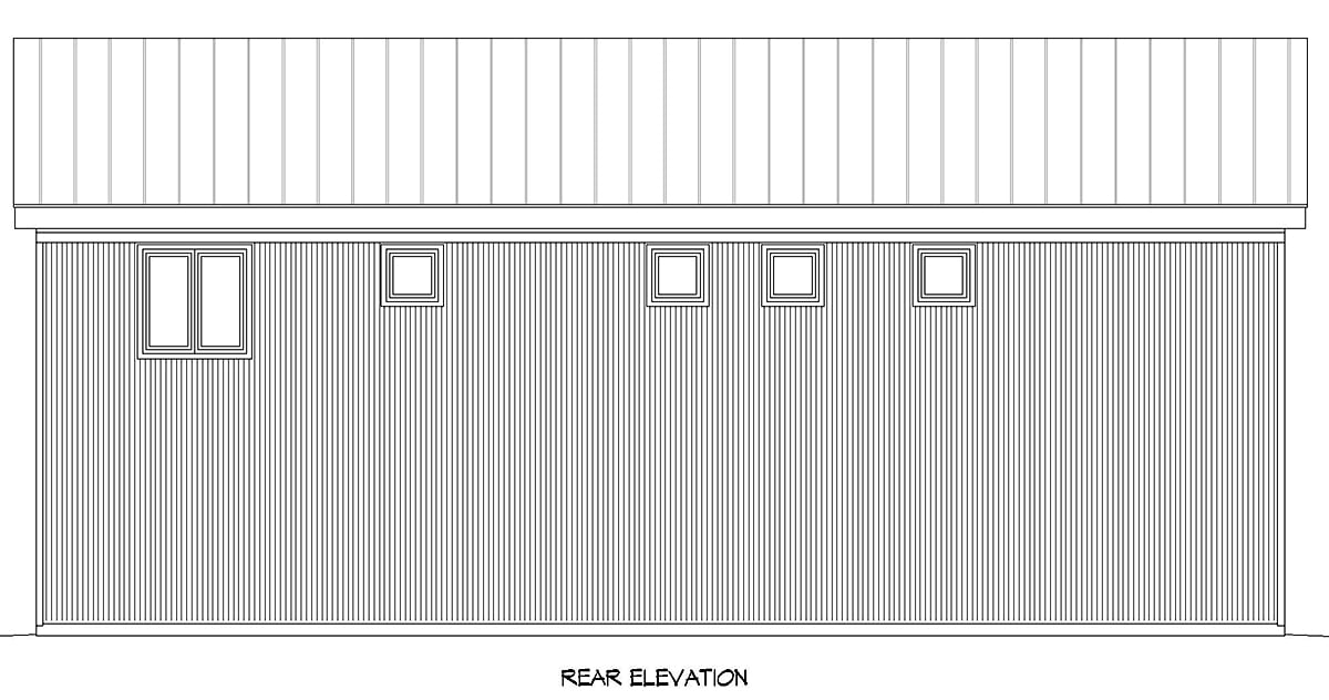 Garage-Living Plan 83423 Rear Elevation
