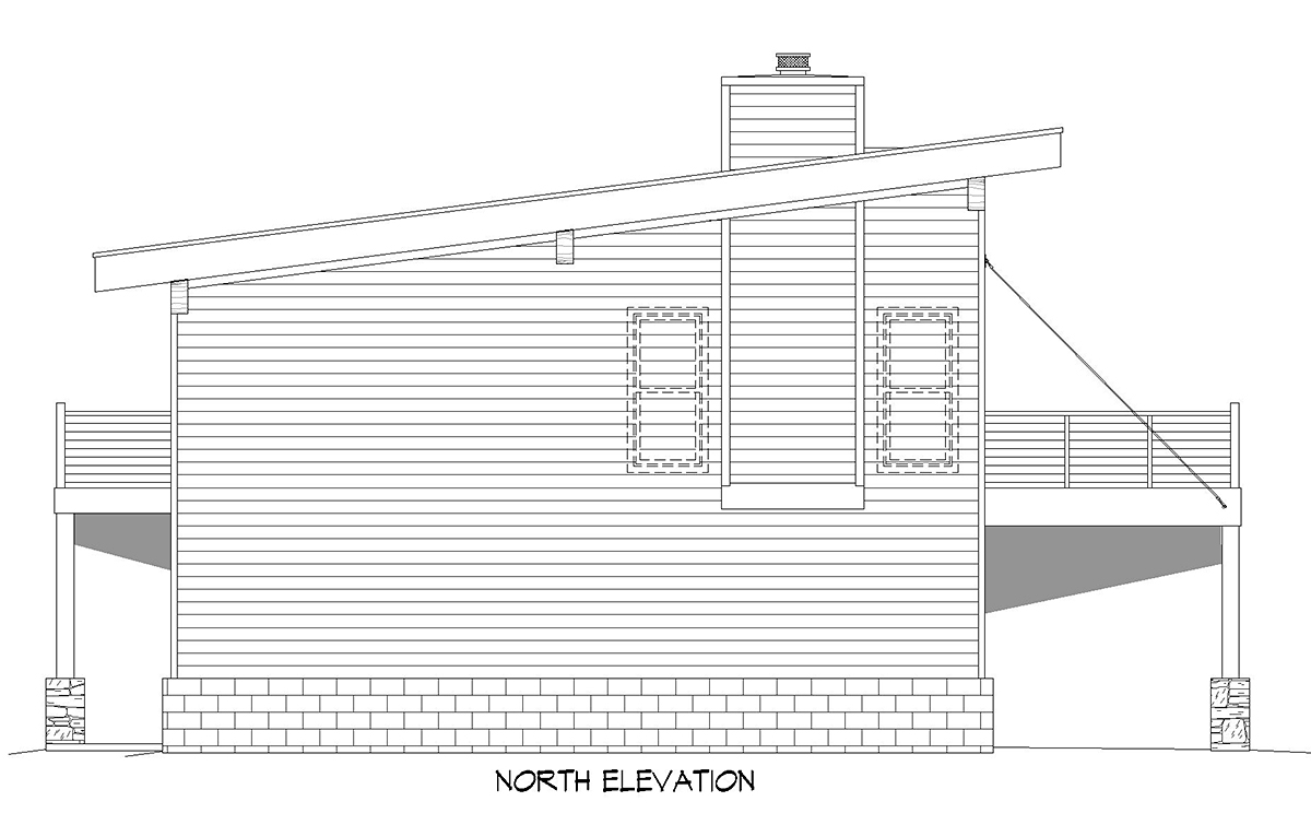 Cabin Coastal Contemporary Modern Rear Elevation of Plan 83424