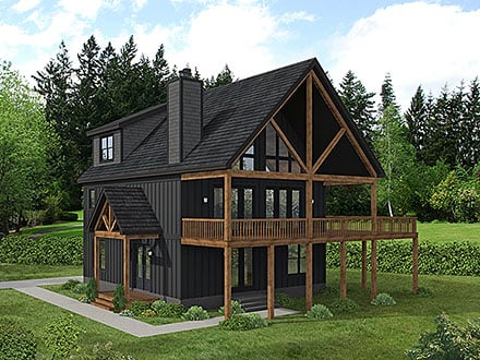 Cabin Colonial Country French Country Prairie Style Traditional Elevation of Plan 83429
