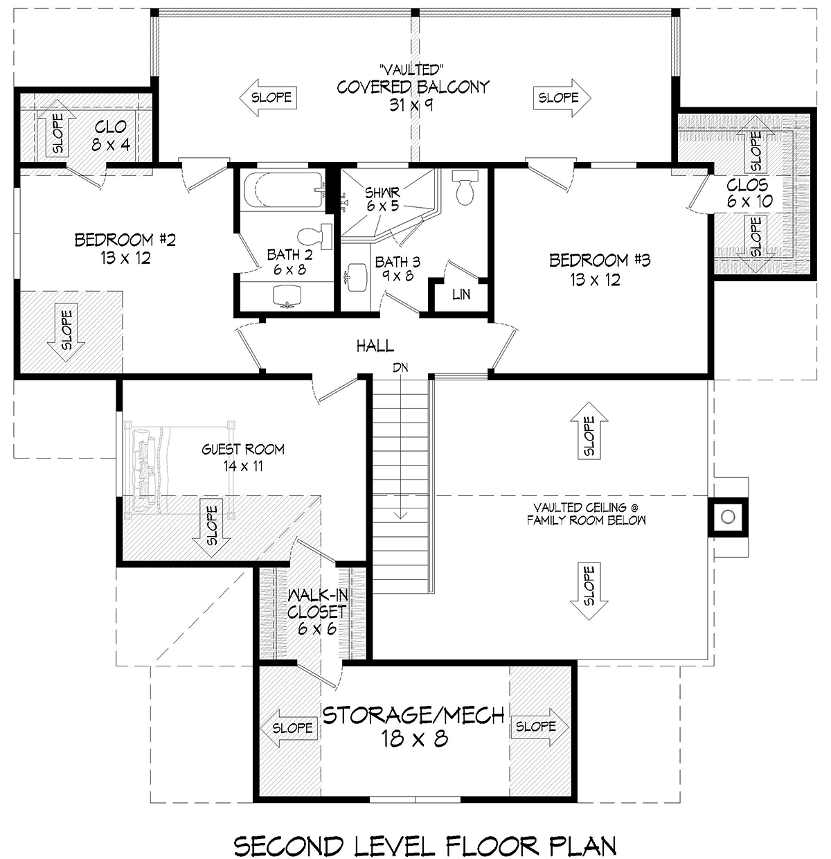 Cabin Country Farmhouse Level Two of Plan 83430