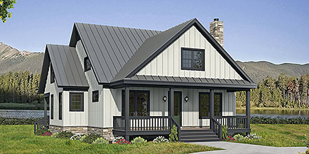 Cabin Country Farmhouse Elevation of Plan 83430