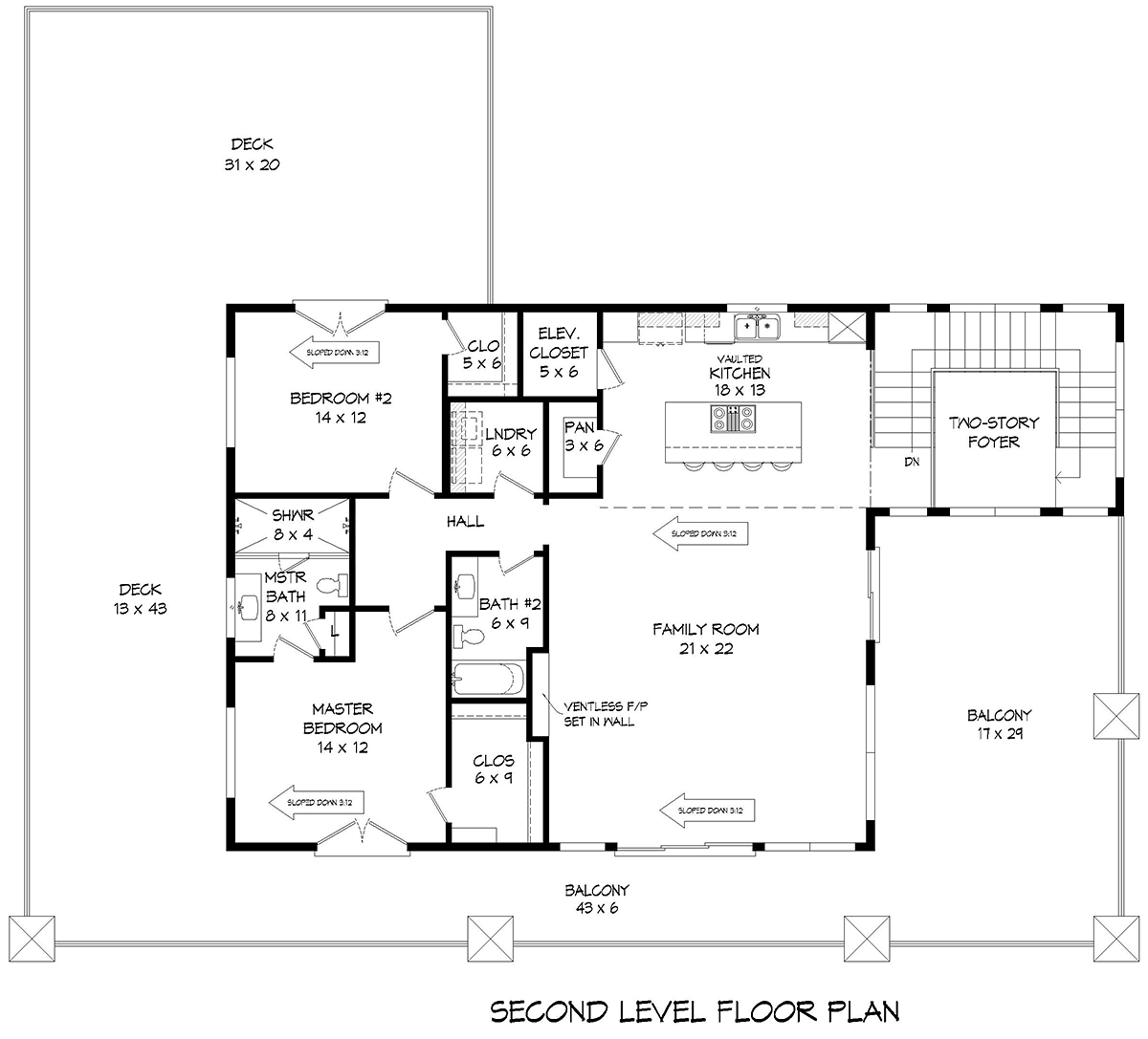 Coastal Contemporary Modern Level Two of Plan 83434