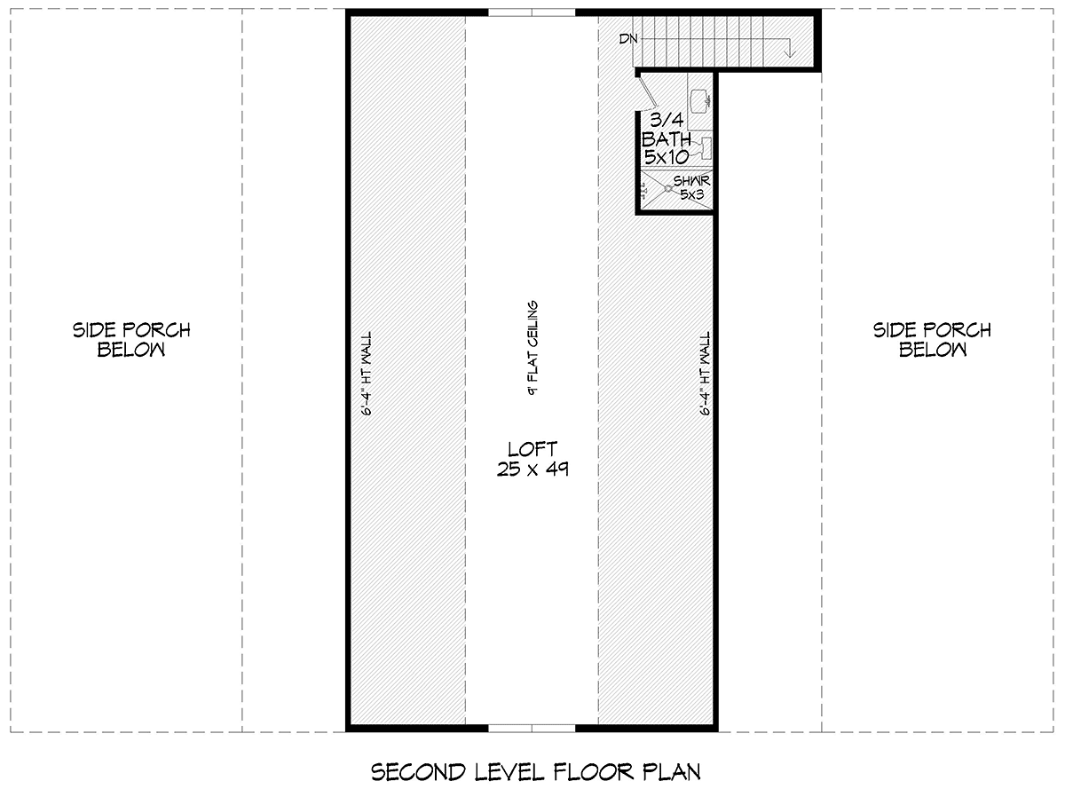 Country Farmhouse Prairie Style Traditional Level Two of Plan 83443