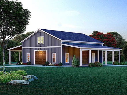 Country Farmhouse Prairie Style Traditional Elevation of Plan 83443