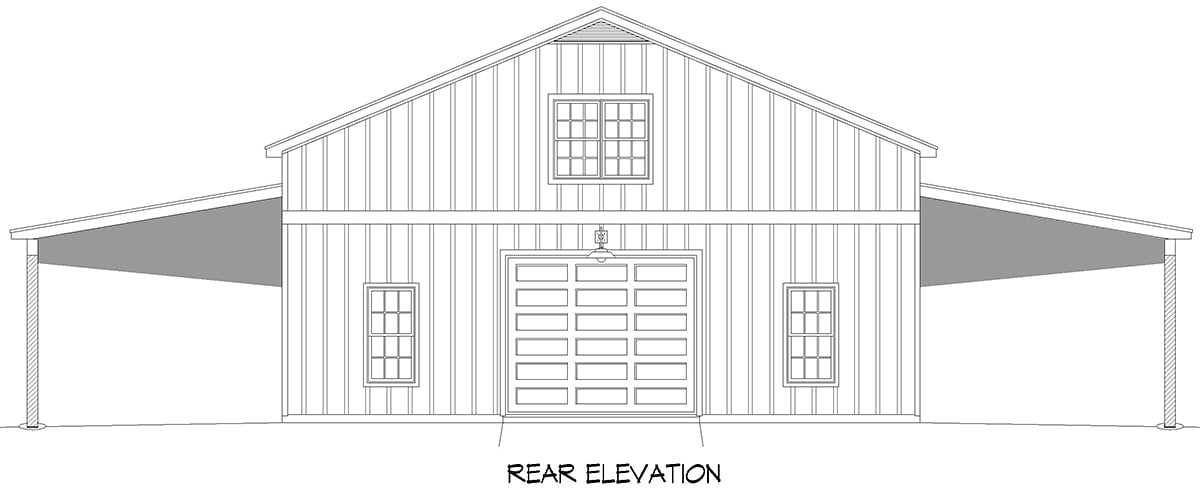 Country Farmhouse Prairie Style Traditional Rear Elevation of Plan 83443