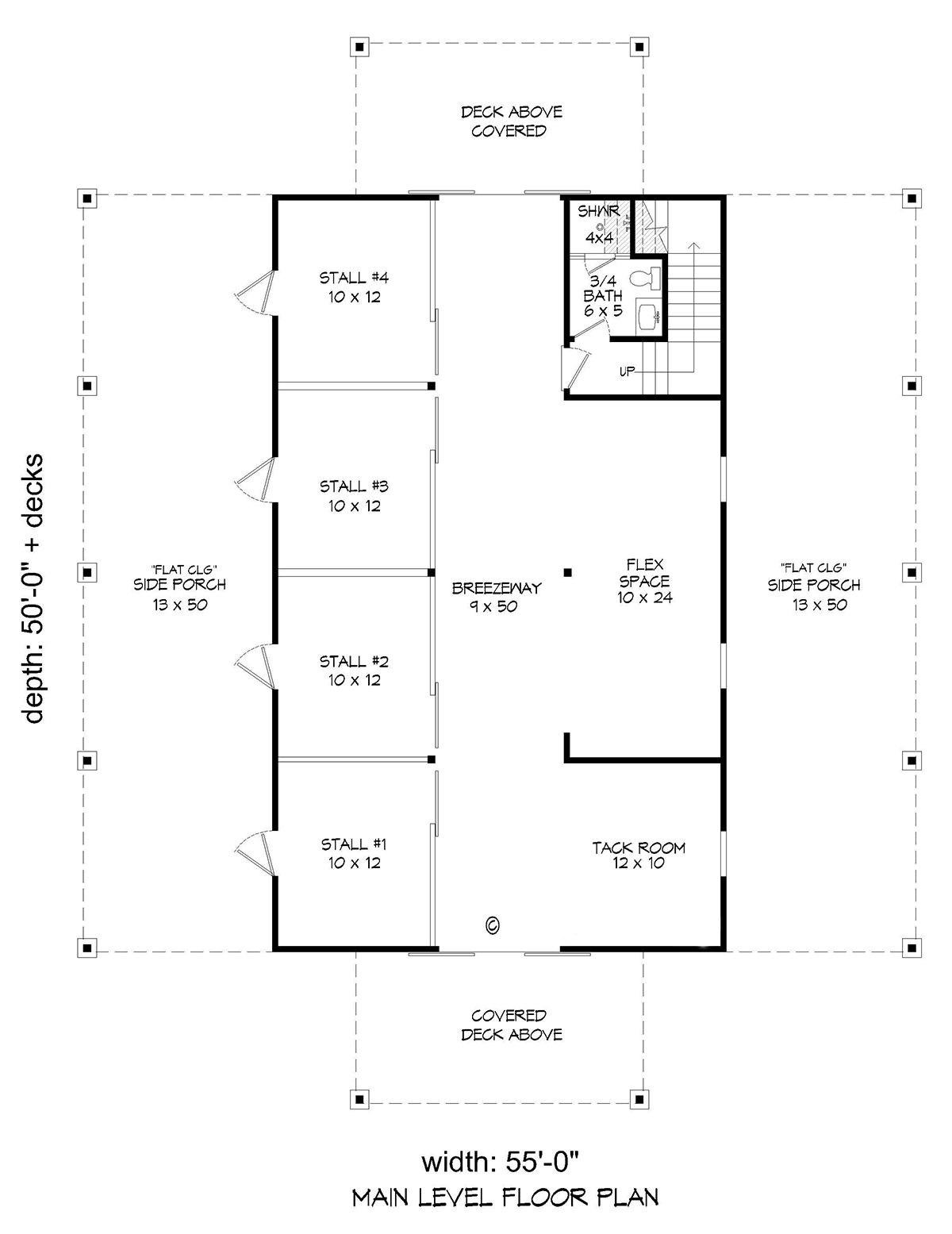 Barndominium Country Farmhouse Level One of Plan 83445
