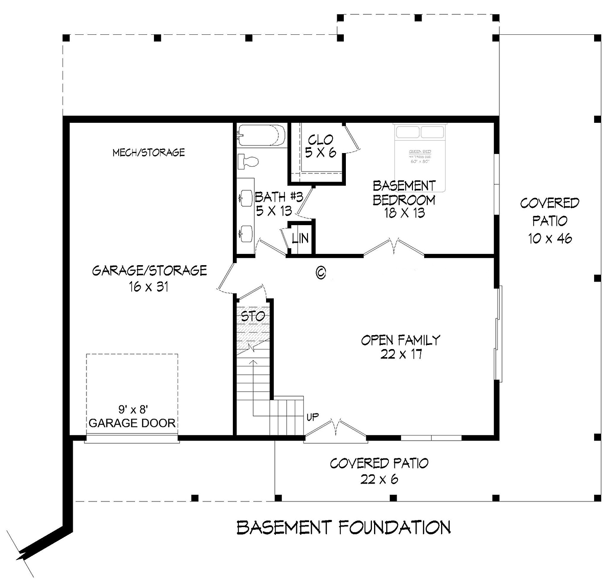 Country Craftsman Traditional Lower Level of Plan 83450