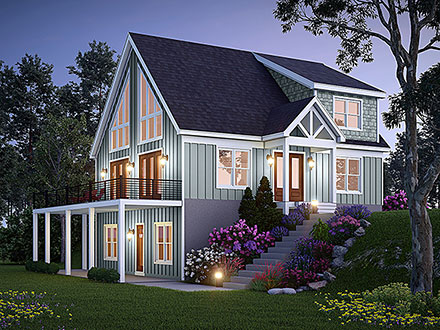 Colonial Country New American Style Prairie Style Ranch Traditional Elevation of Plan 83454