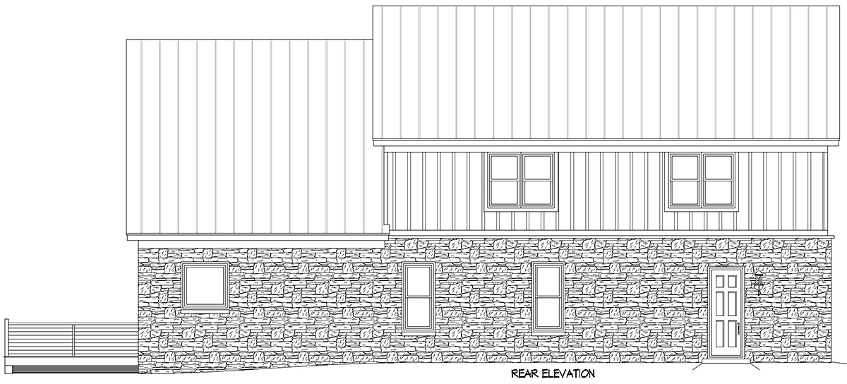 Cabin Country French Country Traditional Rear Elevation of Plan 83468