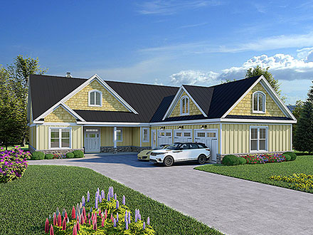 Country Craftsman Elevation of Plan 83472