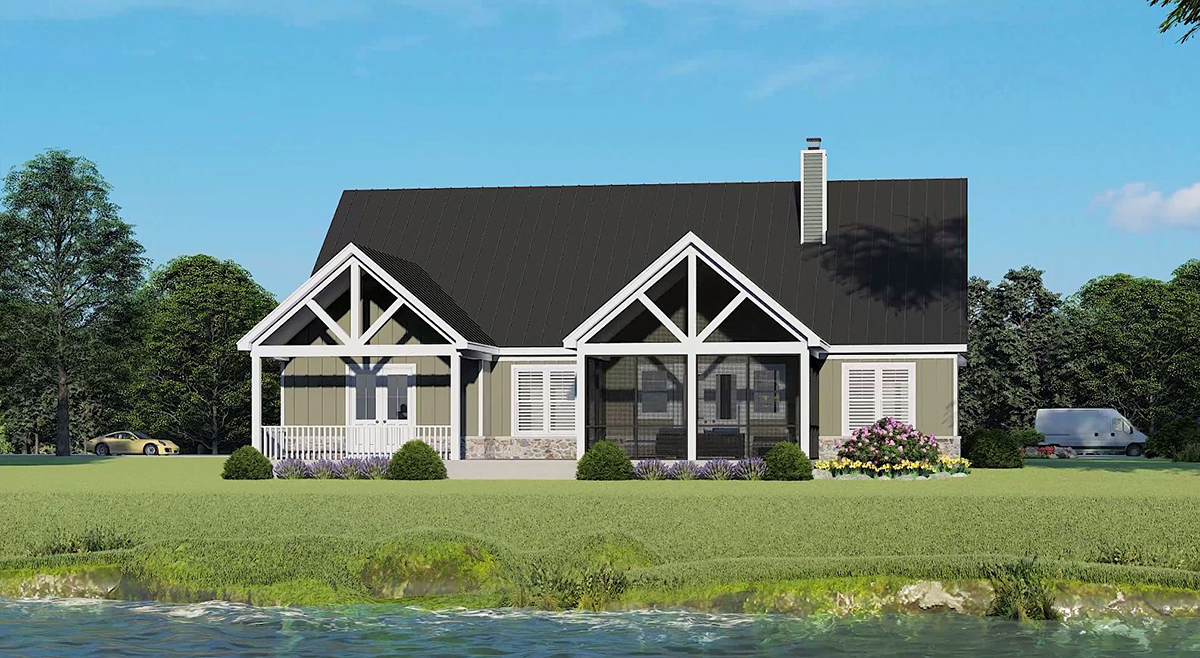 Country Craftsman Rear Elevation of Plan 83472