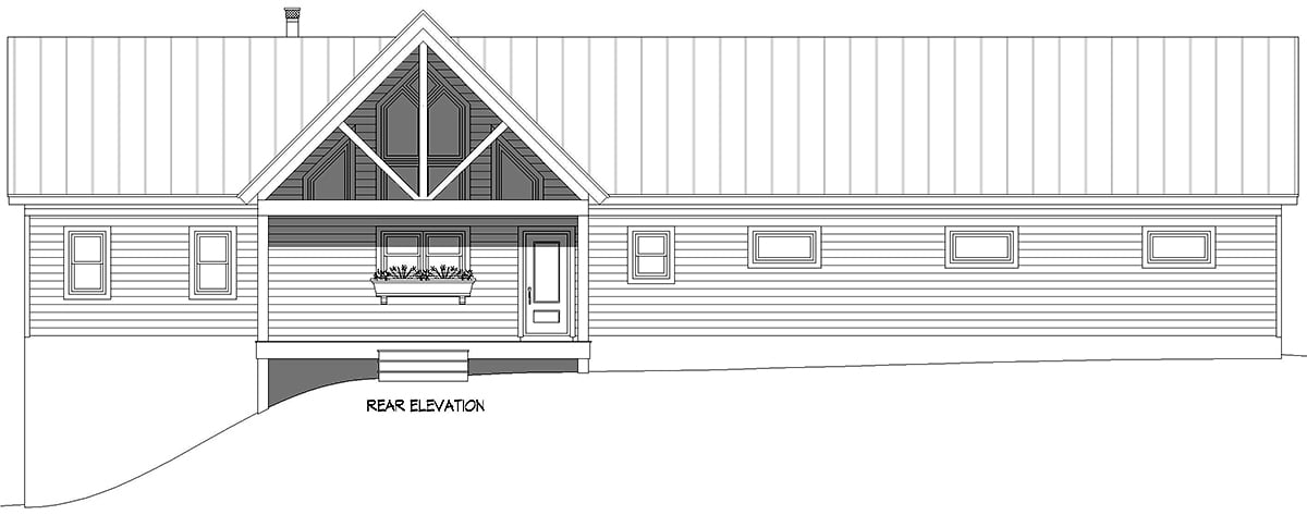 Bungalow Cabin Country Craftsman Prairie Style Ranch Traditional Rear Elevation of Plan 83477