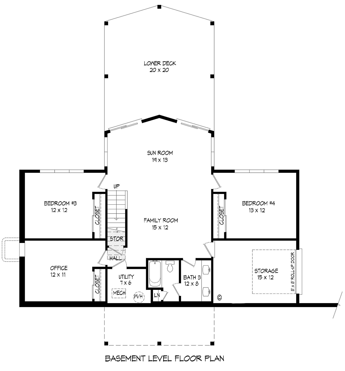 Cabin Country Ranch Traditional Lower Level of Plan 83478