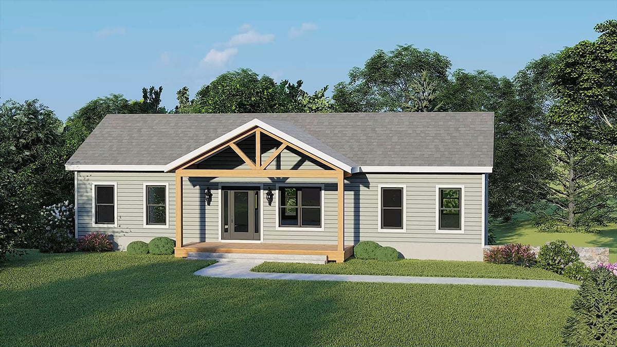 Cabin Country Ranch Traditional Rear Elevation of Plan 83478