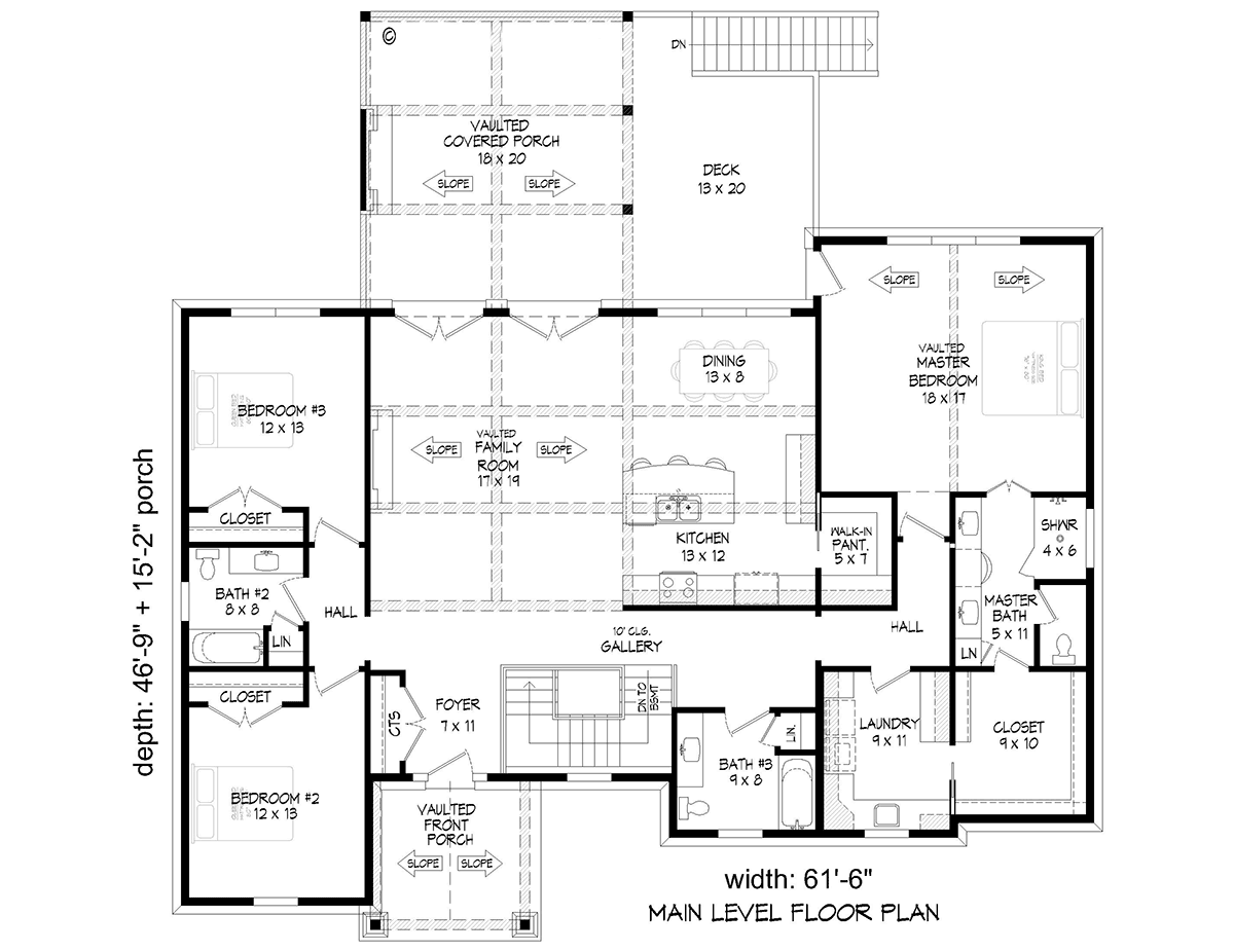 Contemporary Country Ranch Traditional Level One of Plan 83480