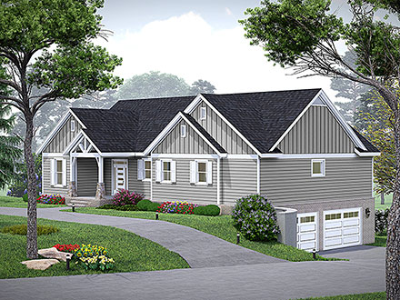 Contemporary Country Ranch Traditional Elevation of Plan 83480