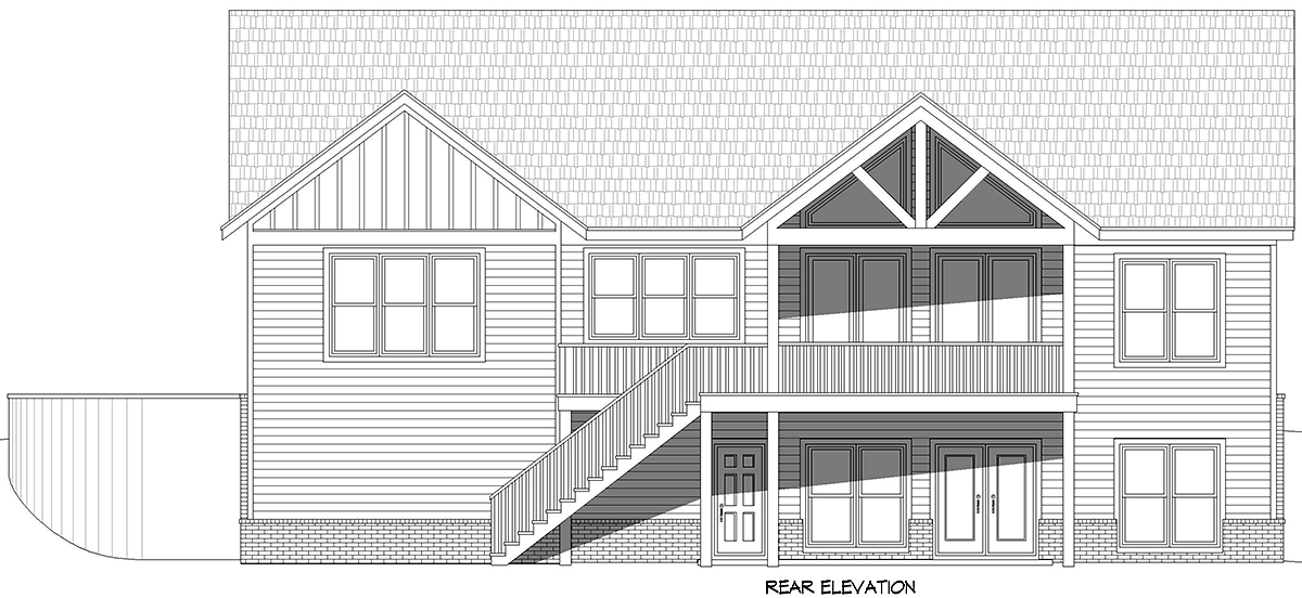 Contemporary Country Ranch Traditional Rear Elevation of Plan 83480