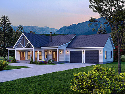 Bungalow Cabin Country Craftsman Ranch Traditional Elevation of Plan 83483