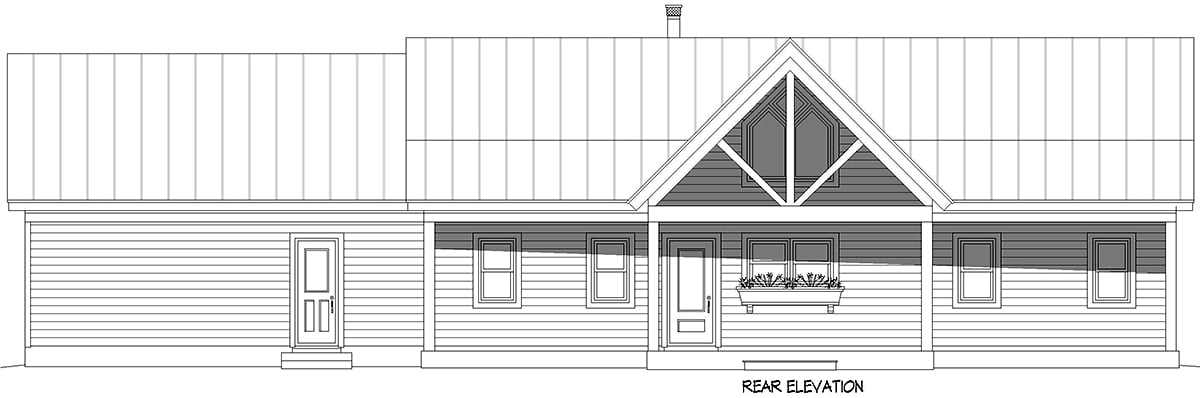 Bungalow Cabin Country Craftsman Ranch Traditional Rear Elevation of Plan 83483