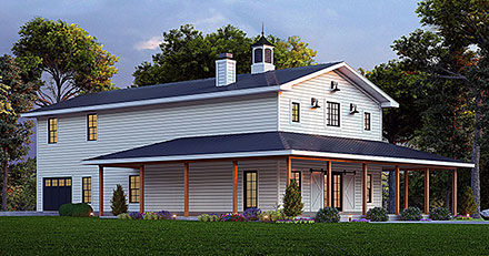 Barndominium Country Farmhouse Elevation of Plan 83485