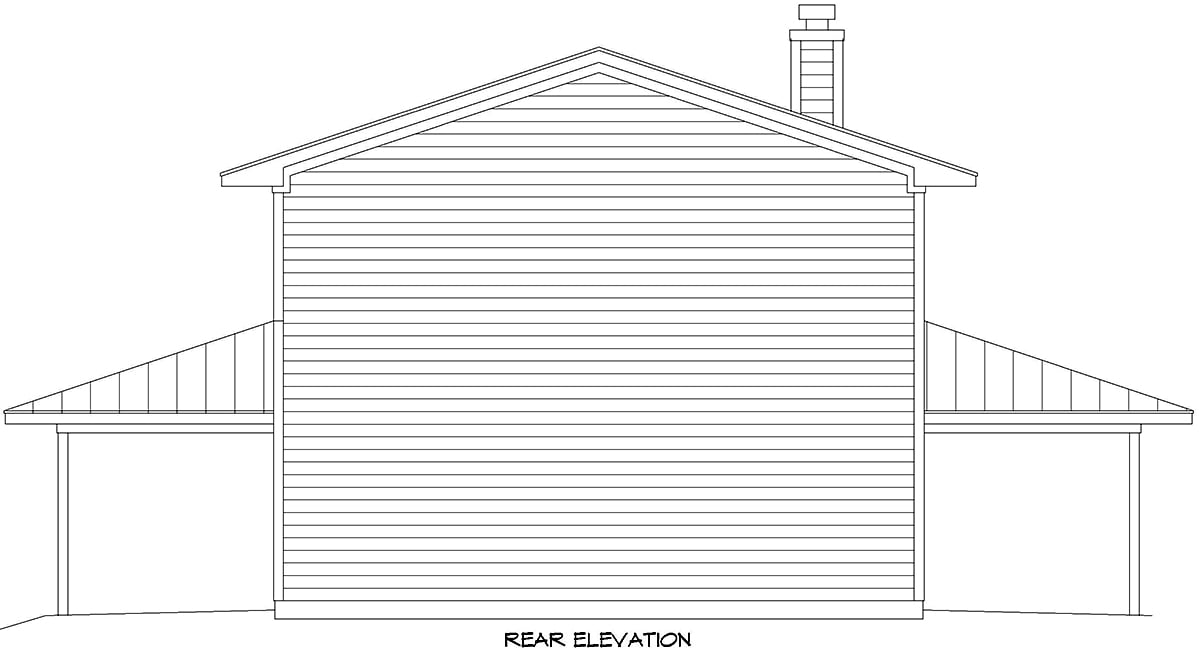 Barndominium Country Farmhouse Rear Elevation of Plan 83485