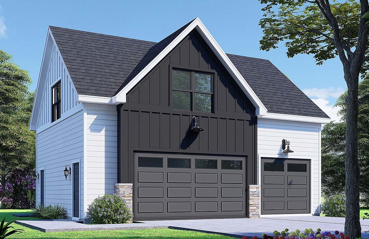 Plan 83486 | Traditional Style with 1 Bed, 1 Bath, 3 Car Garage