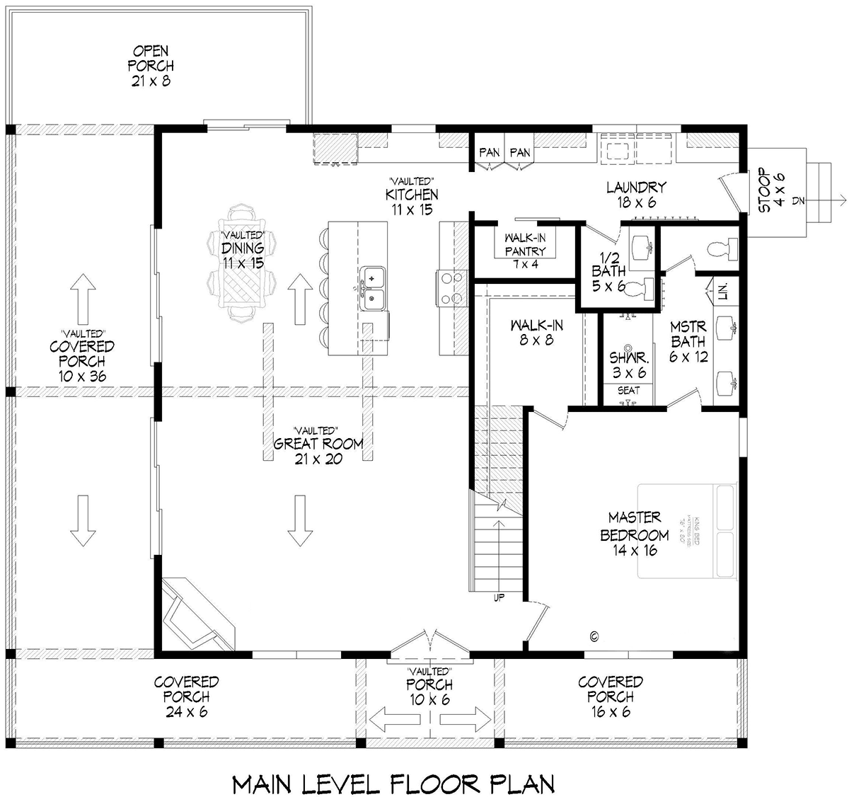 Cabin Country French Country Ranch Traditional Level One of Plan 83490