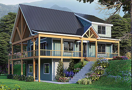 Cabin Country French Country Ranch Traditional Elevation of Plan 83490