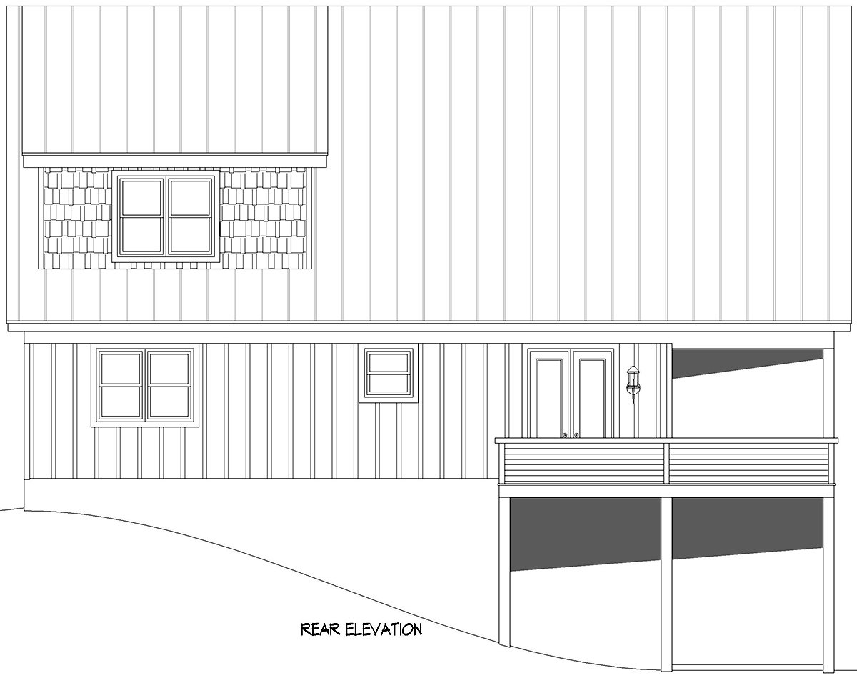 Cabin Country French Country Ranch Traditional Rear Elevation of Plan 83490