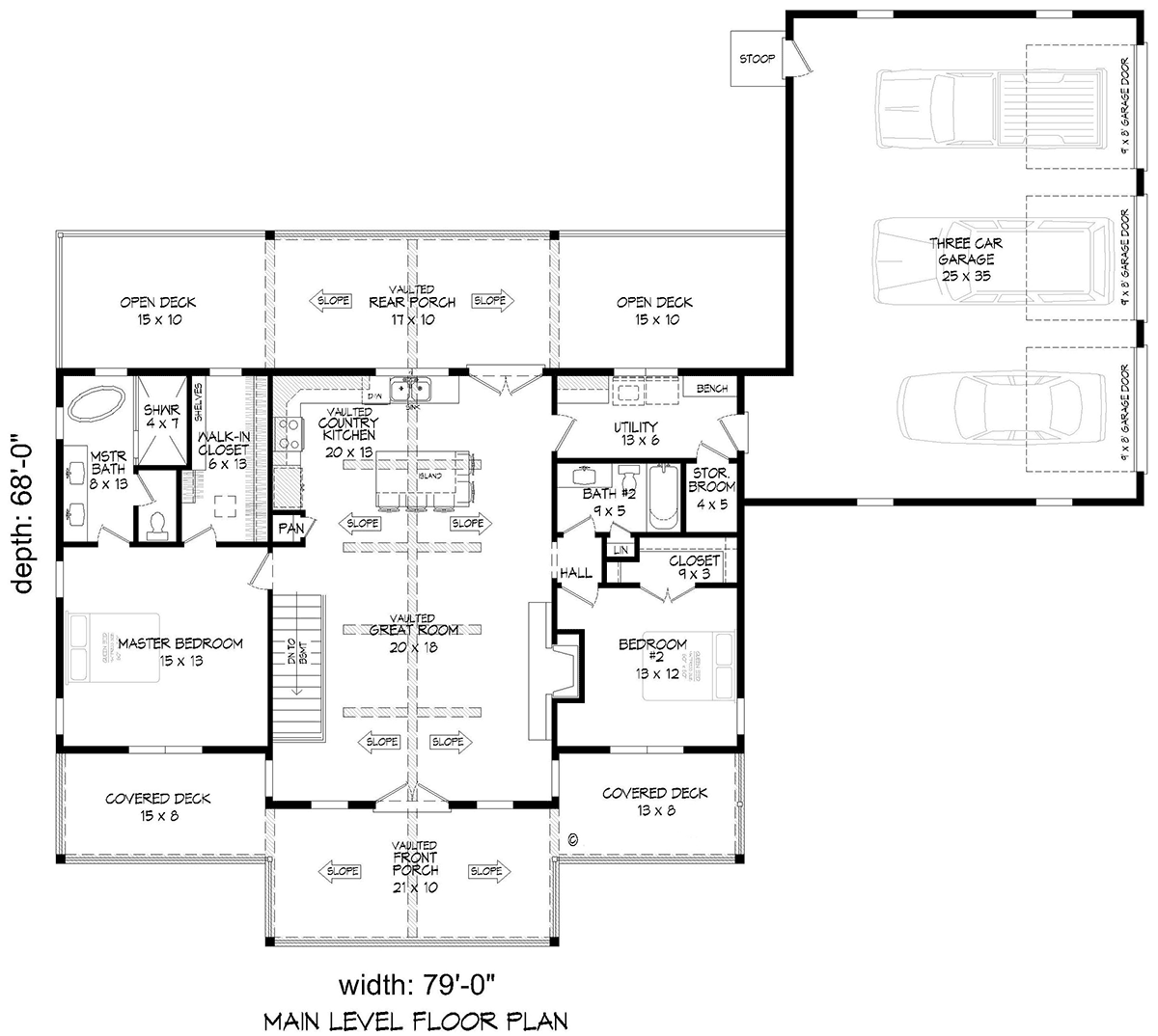 Bungalow Country Craftsman Farmhouse New American Style Prairie Style Ranch Traditional Level One of Plan 83491