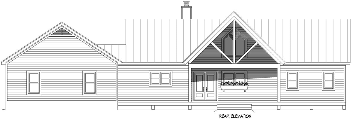 Bungalow Country Craftsman Farmhouse New American Style Prairie Style Ranch Traditional Rear Elevation of Plan 83491