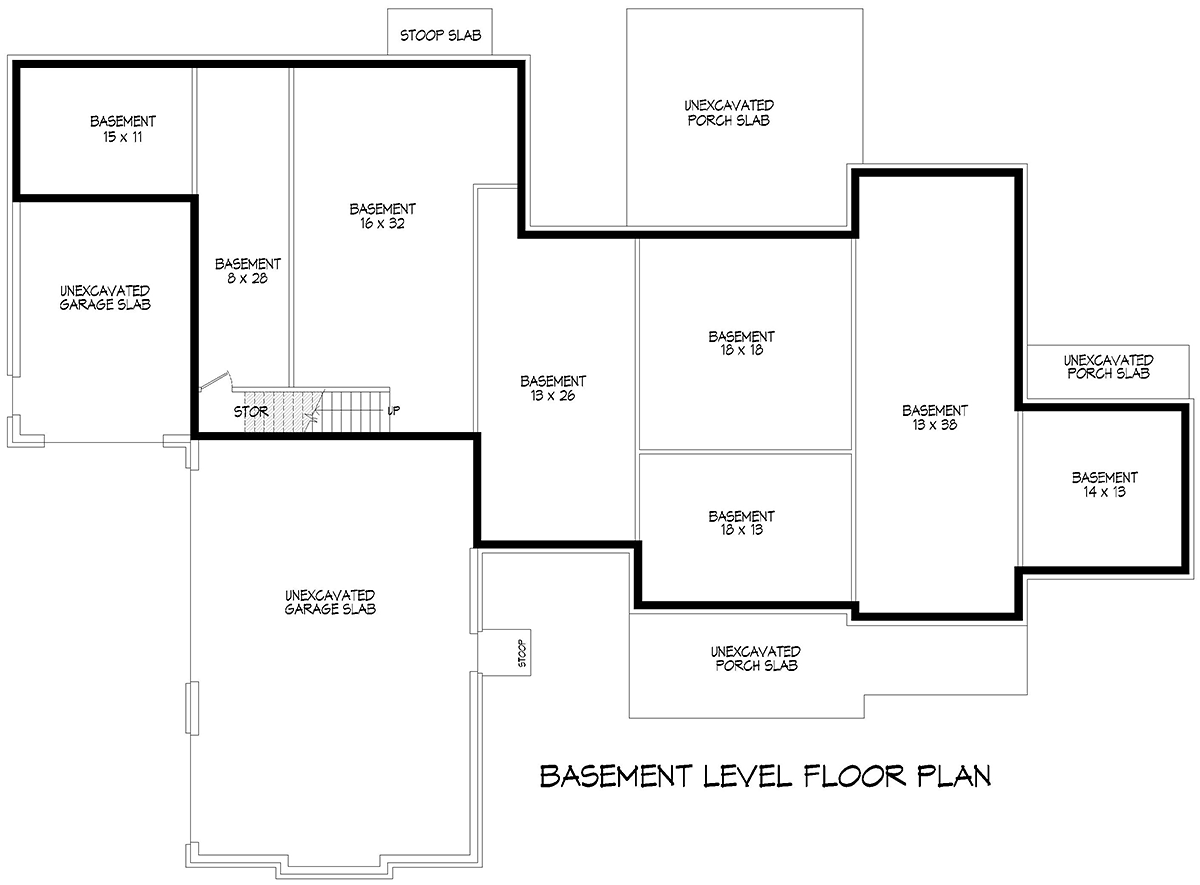 New American Style Prairie Style Traditional Lower Level of Plan 83494