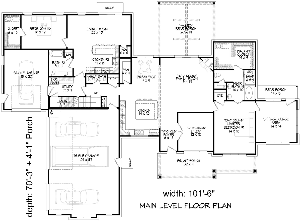New American Style Prairie Style Traditional Level One of Plan 83494