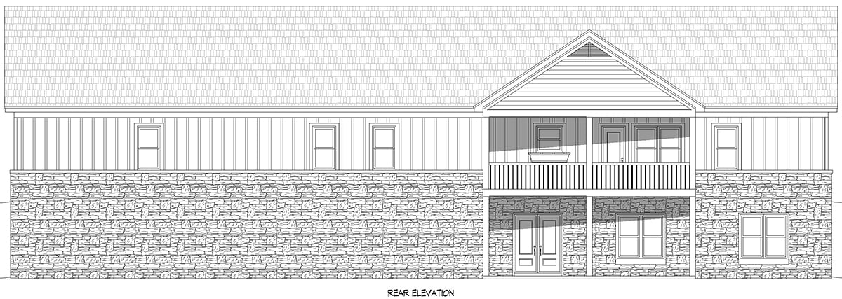 Country Ranch Rear Elevation of Plan 83495
