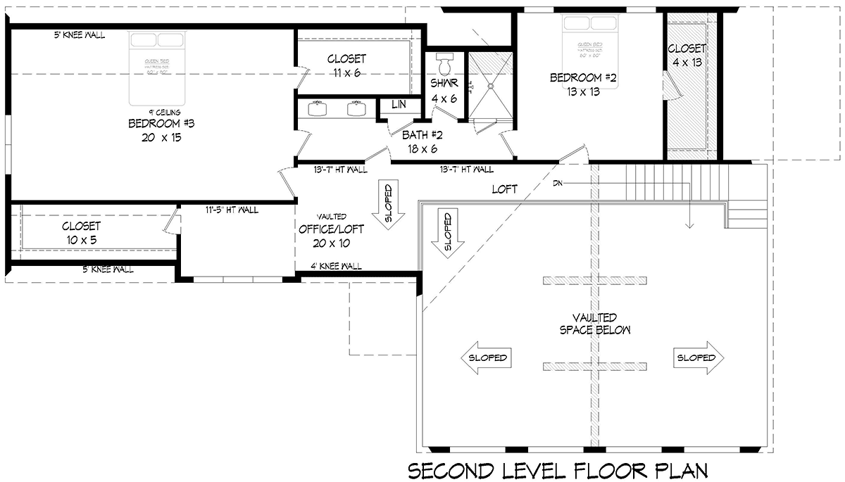 Country Craftsman Farmhouse New American Style Ranch Traditional Level Two of Plan 83496