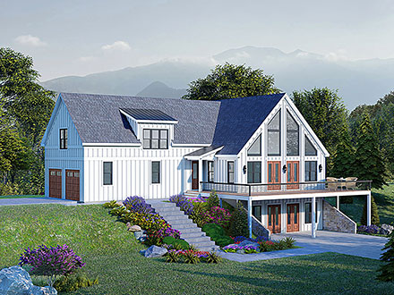 Country Craftsman Farmhouse New American Style Ranch Traditional Elevation of Plan 83496