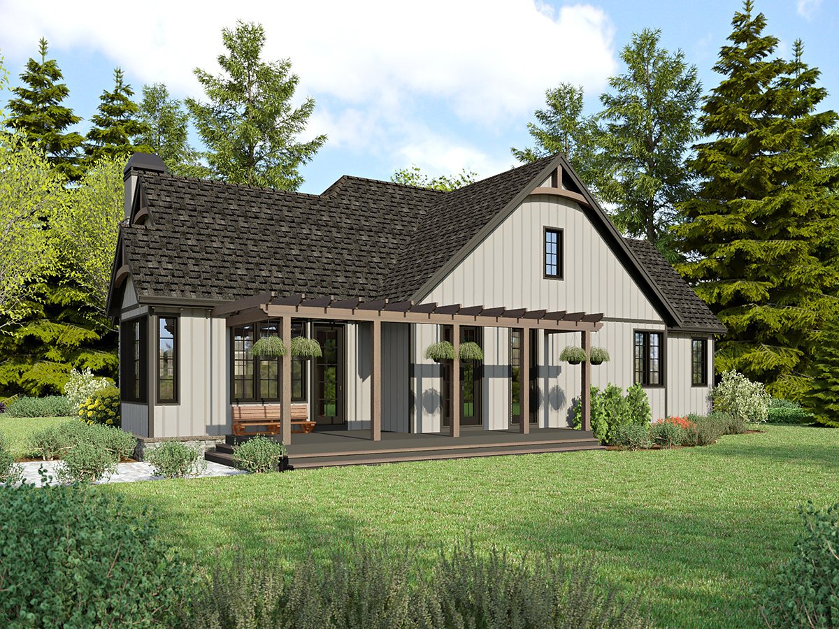 Cabin, Cottage, European Plan with 1580 Sq. Ft., 2 Bedrooms, 3 Bathrooms Rear Elevation