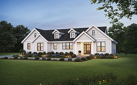 Country Farmhouse Ranch Elevation of Plan 83505