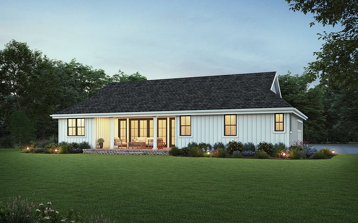Country Farmhouse Ranch Rear Elevation of Plan 83505