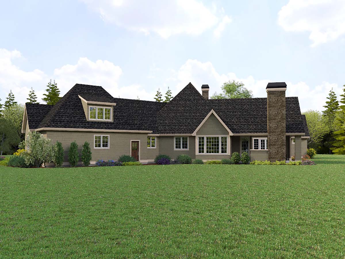Craftsman, European, Traditional Plan with 3079 Sq. Ft., 4 Bedrooms, 2 Bathrooms, 3 Car Garage Picture 2